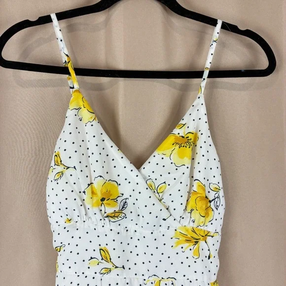 Abercrombie Fitch Yellow Floral Polka Dot Slip Maxi Smocked Boho S Y2K Coquette - Picture 5 of 12